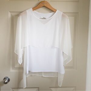 Joseph Ribkoff Sheer White Tunic Blouse Shirt Draped Layered Chiffon Womens Sz 8